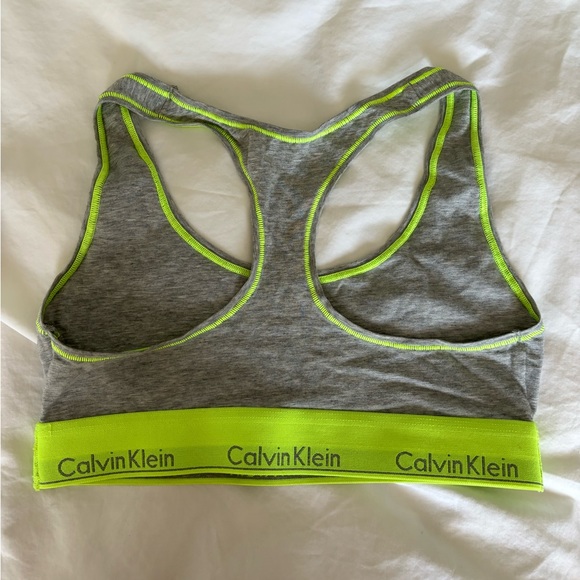 Women’s Calvin Klein grey and green racerback bra / bralette Size M - Picture 3 of 3